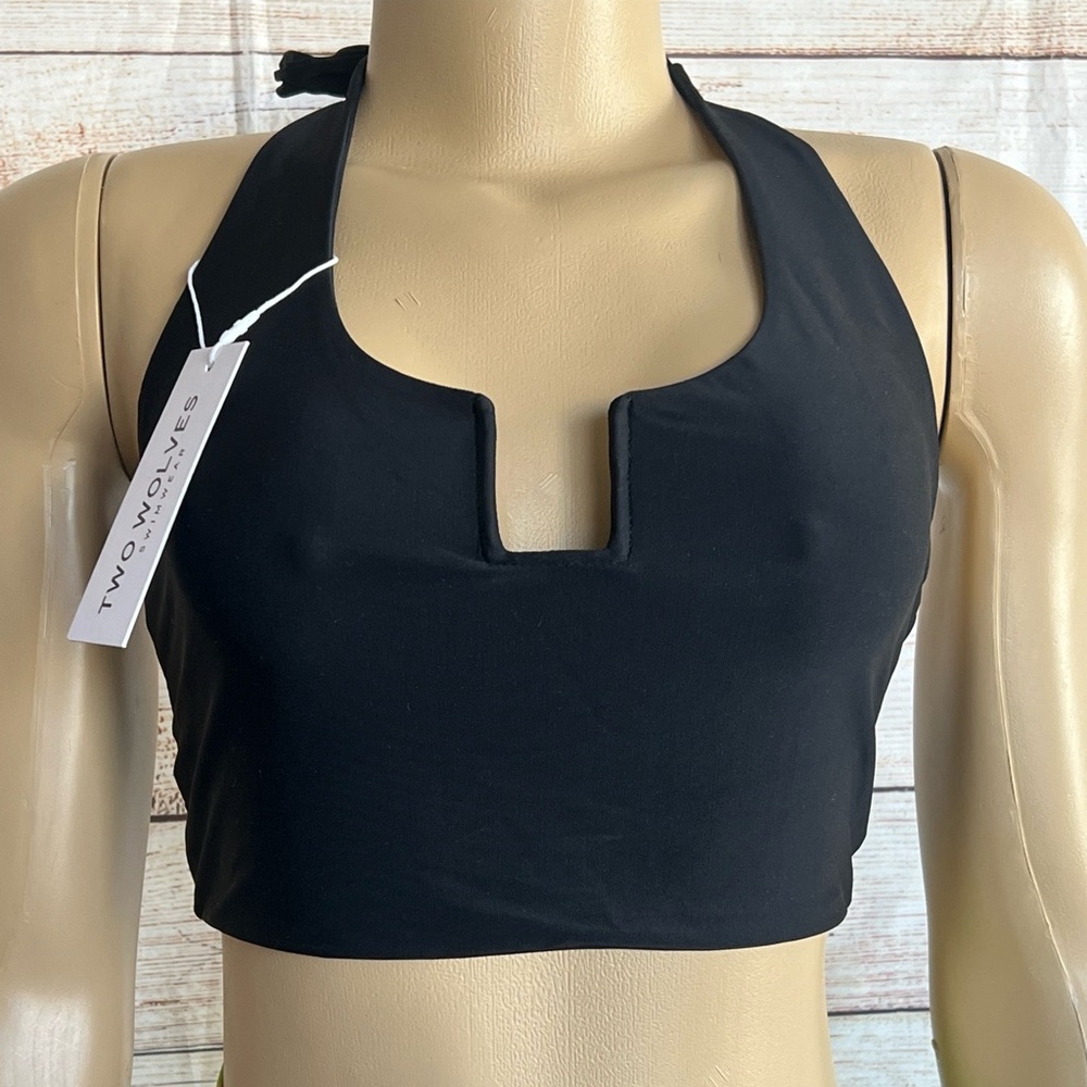 Two Wolves Black Halter Bikini Top Size M